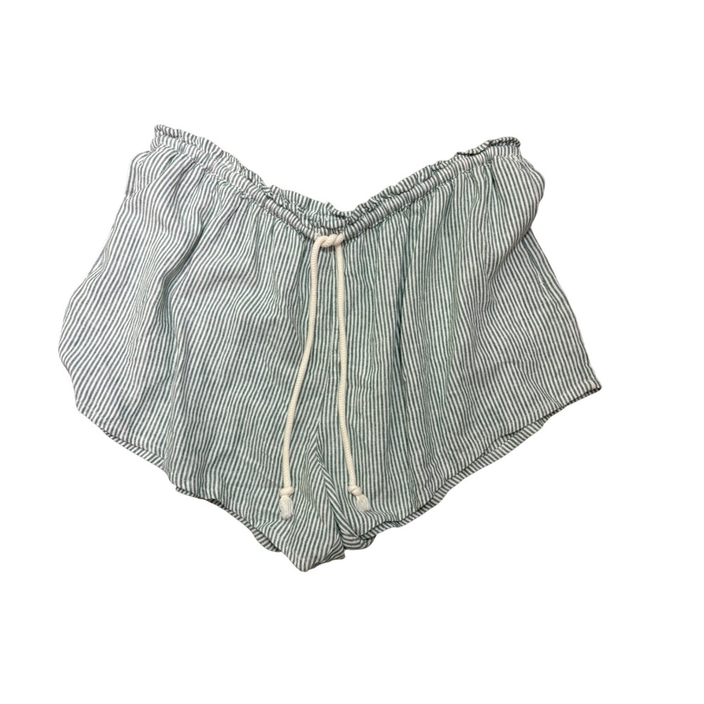 Universal Thread Green Striped Linen Blend Pull On Casual Beachy Shorts XXL NWT